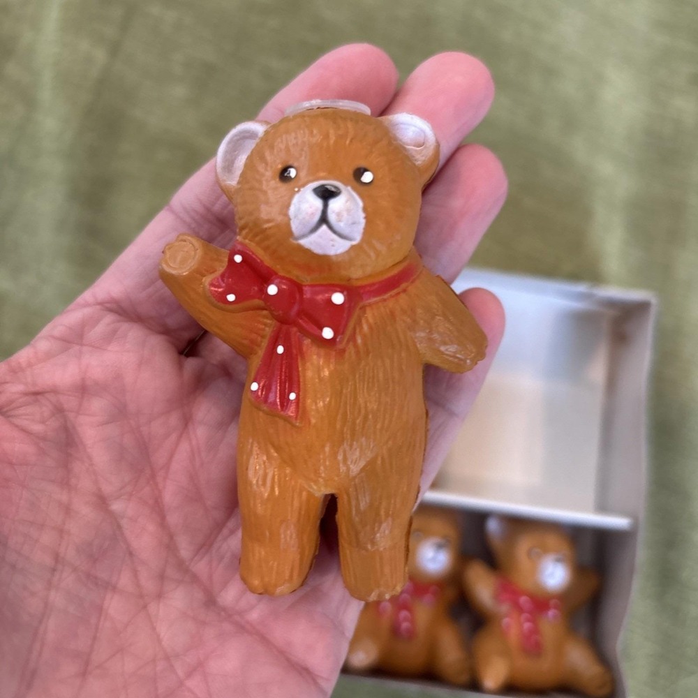 6 Vintage Cute Teddy Bear Red Bow Light Strand Covers Blow Mold Retro Tree Decor - Picture 4 of 8